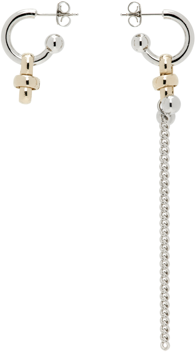 Shop Justine Clenquet Silver Cam Earrings In Gold & Palladium