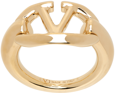 Shop Valentino Gold Vlogo Gate Ring In Cs4 Oro 18