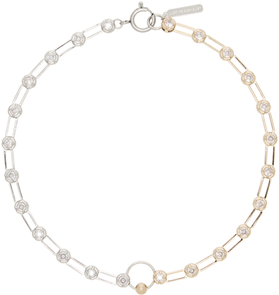 Shop Justine Clenquet Gold & Silver Alva Necklace In Gold & Palladium