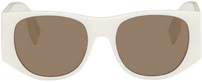 Shop Fendi Off-white Baguette Sunglasses In 25e Ivory/brown
