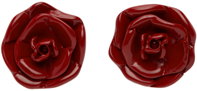 Shop Blumarine Red Rosa Earrings In N0314 Rouge Noir