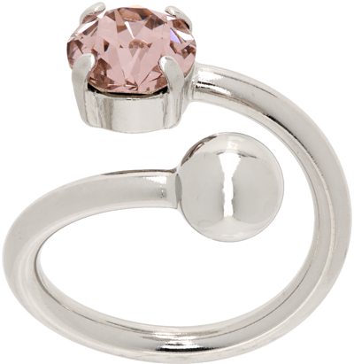 Shop Justine Clenquet Silver Jackie Ring In Pink