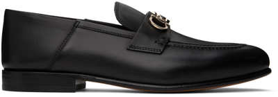 Shop Ferragamo Black Ottone Loafers In 002 Nero Biscotto