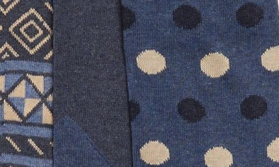 Shop Lorenzo Uomo 3-pack Geo Print Cotton Blend Crew Socks In Denim