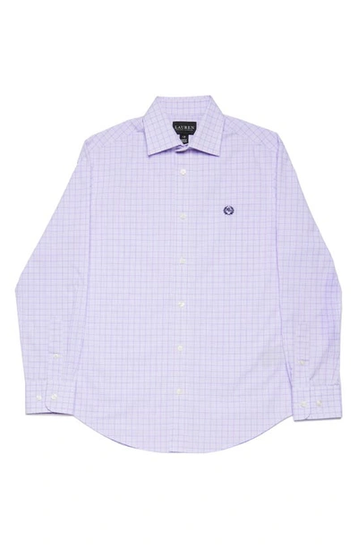Shop Ralph Lauren Kids' Classic Fit Grid Print Dress Shirt In Purple