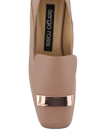Shop Sergio Rossi Sr1 Nude Leather Flat Slippers In Nude & Neutrals