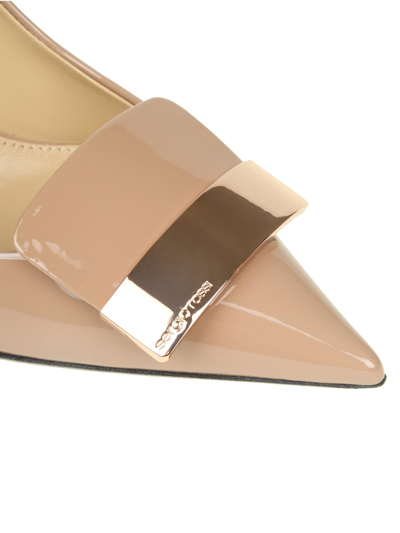 Shop Sergio Rossi Sr1 Nude Patent Leather Pumps In Color Carne Y Neutral