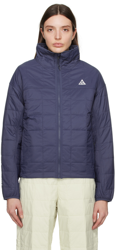 Shop Nike Blue Quilted Jacket In Thunder Blue/summit