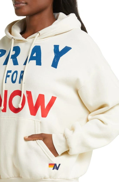 Shop Aviator Nation Pray For Snow Graphic Hoodie In Vintage White