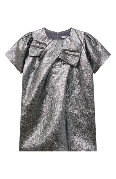 Shop Reiss Kids' Franny Metallic Dress In Silver