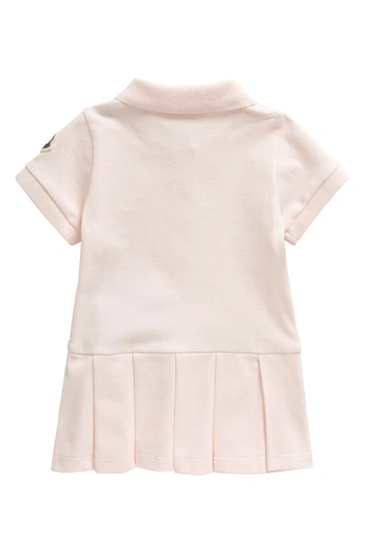 Shop Moncler Kids' Logo Patch Pleated Piqué Polo Dress In Pink