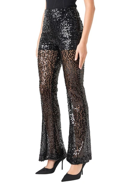 Endless Rose Women's Flared Sequins Pants In Black