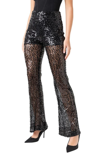 Endless Rose Women's Flared Sequins Pants In Black