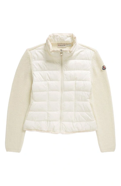 Shop Moncler Padded Wool Zip-up Cardigan In White