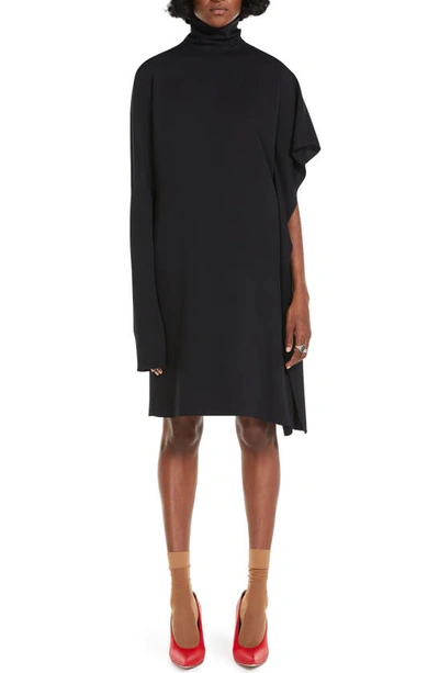 Shop Sportmax Asymmetric Silk Stretch Georgette Dress In Black