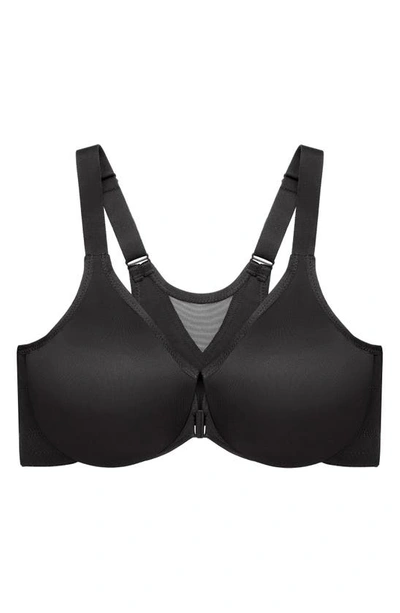 Glamorise Full Figure Plus Size Wonderwire Front-closure Posture Back Underwire Bra, 9265 In Black