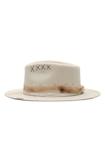 Shop Modern Monarchie Distressed Wool Fedora In Off White