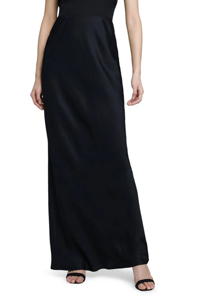 Shop L Agence Zeta Satin Maxi Skirt In Black