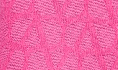 Shop Valentino Garavani Icon Logo Jacquard Virgin Wool Fringe Scarf In Pink Print