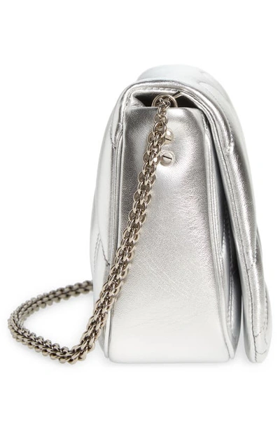 Shop Alexander Mcqueen Mini Exploded Seal Quilted Leather Shoulder Bag In Light Silver