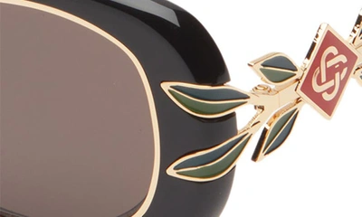 Shop Casablanca Laurel Oval Sunglasses In Black / Gold / Laurel / Grey