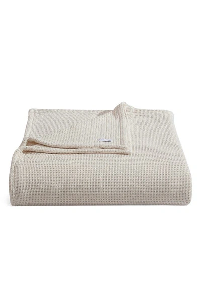 Shop Calvin Klein Honeycomb Cotton Blanket In Beige/ Tan