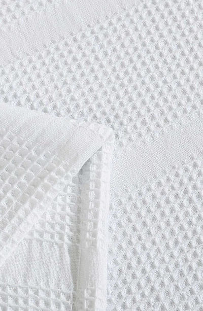 Calvin Klein Waffle Weave Stripe Cotton Blanket In White