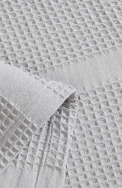 Calvin Klein Waffle Weave Stripe Cotton Blanket In Grey