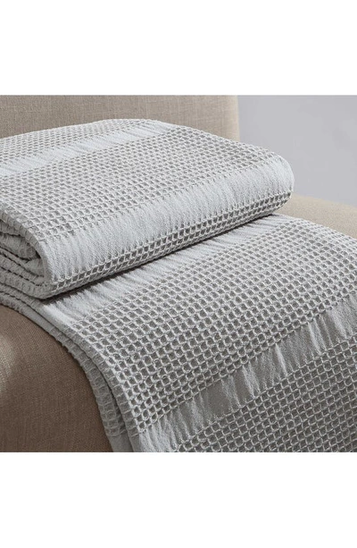 Shop Calvin Klein Waffle Weave Stripe Cotton Blanket In Grey