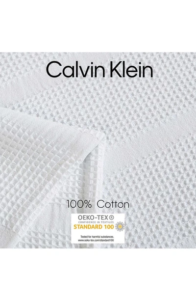 Shop Calvin Klein Waffle Weave Stripe Cotton Blanket In White