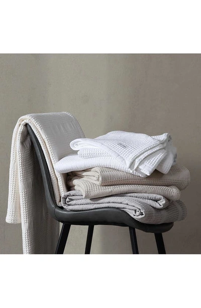 Calvin Klein Waffle Weave Stripe Cotton Blanket In White