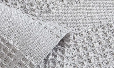 Calvin Klein Waffle Weave Stripe Cotton Blanket In Grey