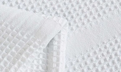 Calvin Klein Waffle Weave Stripe Cotton Blanket In White