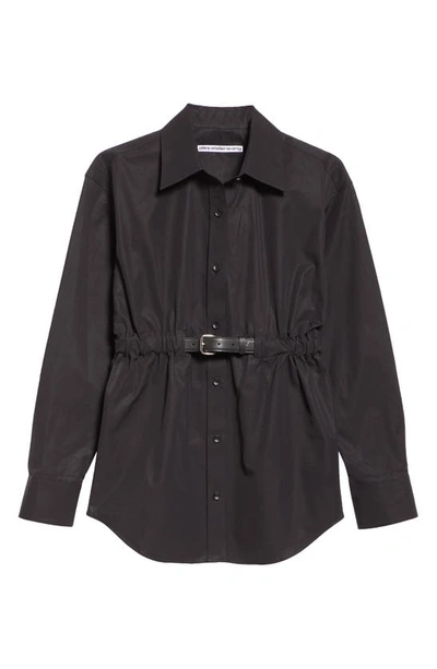 Shop Alexander Wang Belted Cotton Button-up Tunic In Black