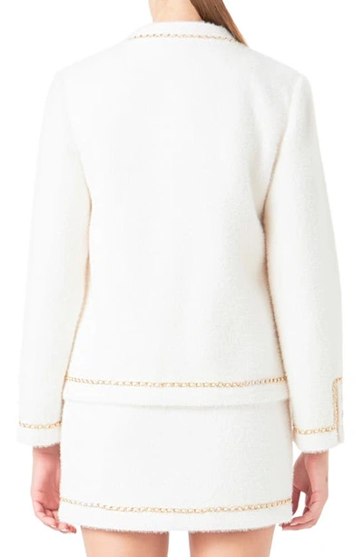 Shop Endless Rose Chain Trim Jacket In White/gold