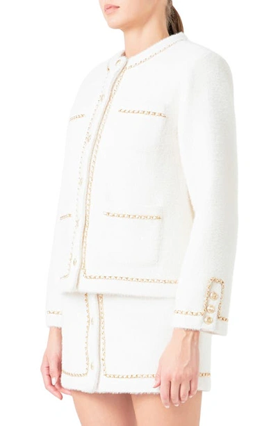 Shop Endless Rose Chain Trim Jacket In White/gold