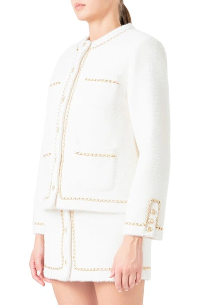 Endless Rose Chain Trim Jacket In White/gold