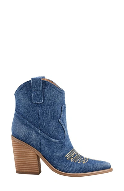 Shop Marc Fisher Ltd Jalella Pointed Toe Denim Western Boot In Medium Blue 420