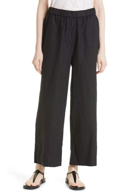 Shop Masai Copenhagen Parini Linen Pull-on Pants In Black Solid