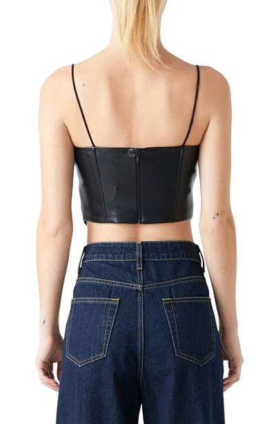 Grey Lab Vegan Leather Corset Top In Black In Black