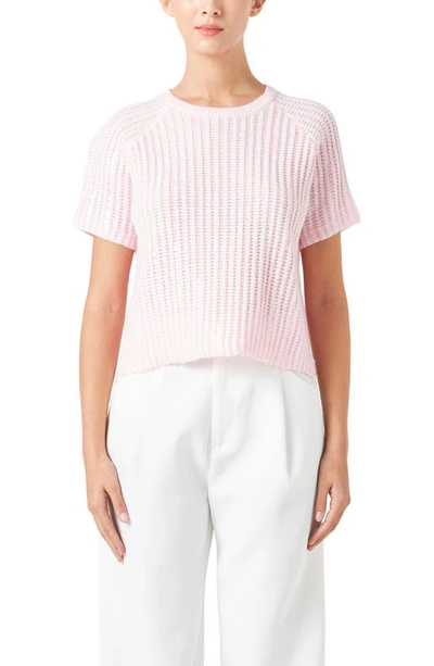 Endless Rose Sequin Rib Sweater In Light Pink