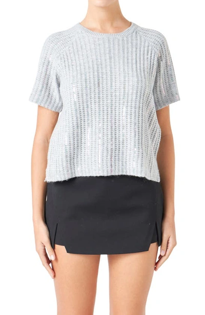 Endless Rose Women's Sequins Sweater Top In Silver