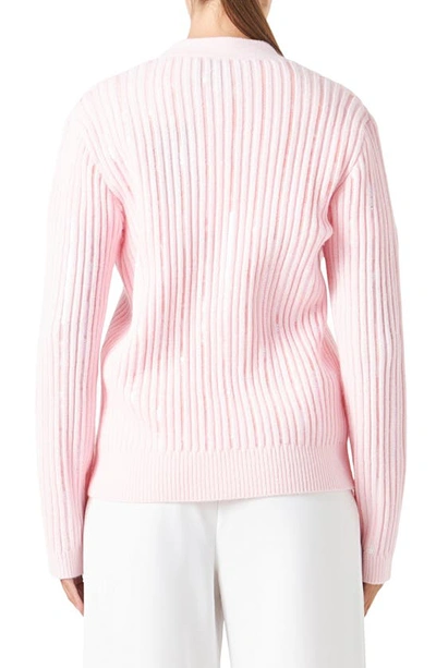 Shop Endless Rose Sequin Rib Cardigan In Light Pink