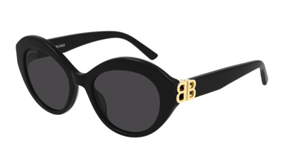 Shop Balenciaga Grey Oval Ladies Sunglasses Bb0133s 001 52 In Black / Grey