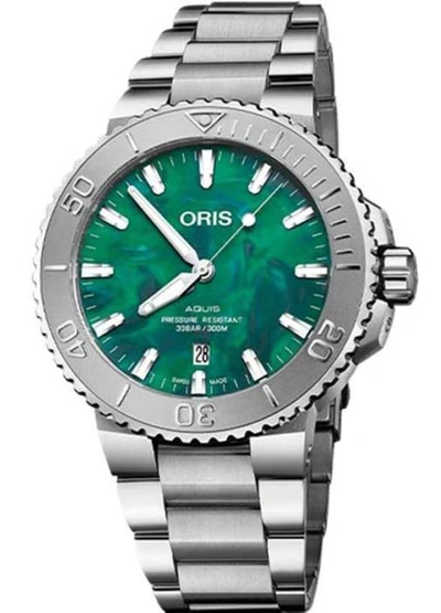 Shop Oris Aquis Date Ladies Automatic Watch 01 733 7770 4137-07 8 18 05p In Green