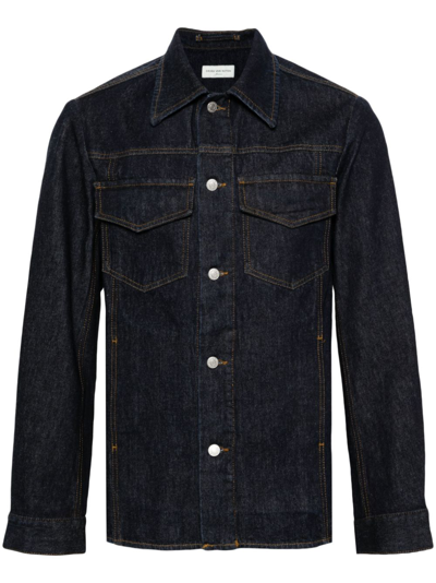 Shop Dries Van Noten Blue Button-up Denim Shirt Jacket