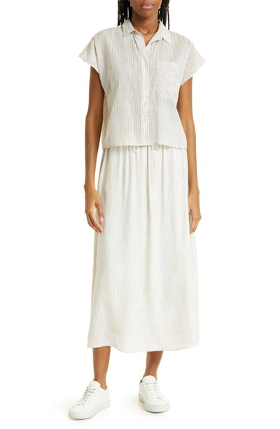 Atm Anthony Thomas Melillo Combo Silk Charmeuse Skirt In Beach Pebble In Beach Pebble Combo