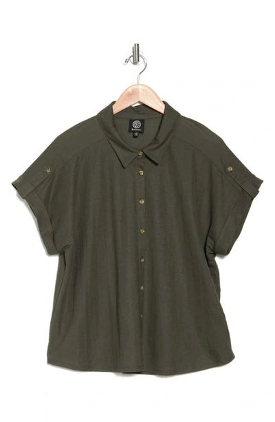 Shop Bobeau Short Sleeve Button-up Shirt In Olive