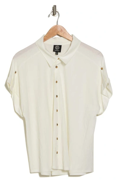 Shop Bobeau Short Sleeve Button-up Shirt In White