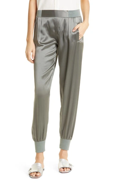 Shop Atm Anthony Thomas Melillo Silk Joggers In Olive Drab